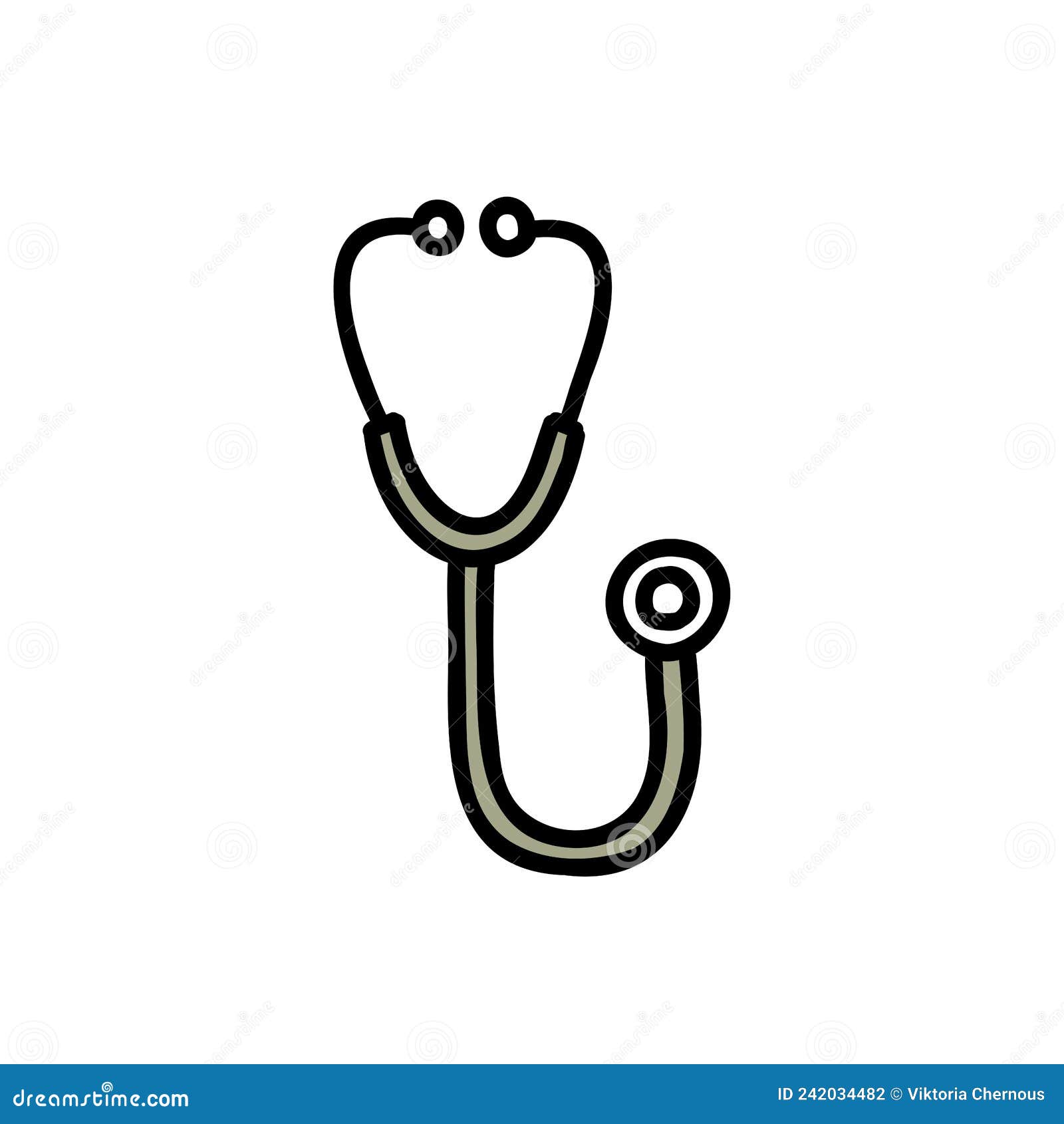 Stethoscope Doodle Icon, Vector Color Line Illustration Stock Vector