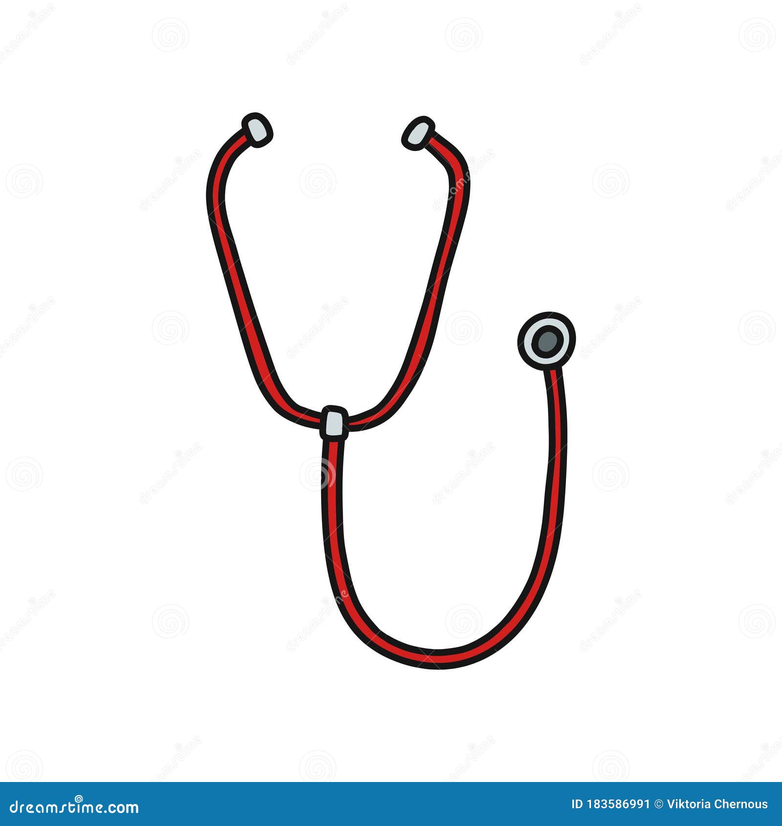 Stethoscope Doodle Icon, Vector Illustration Stock Illustration