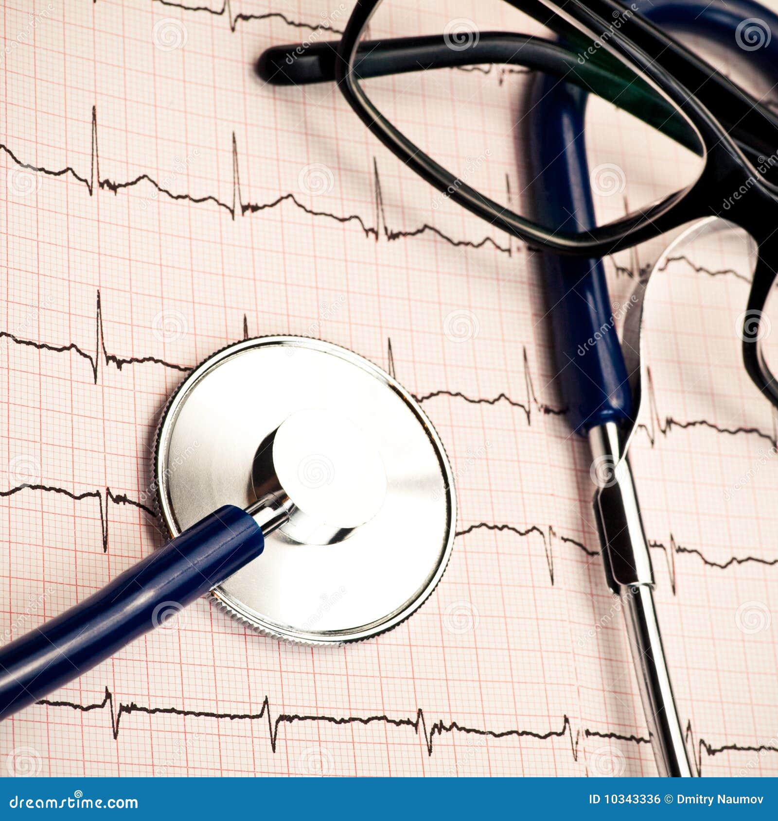 Stethoscope on EKG stock photo. Image of healthy, equipment 10343336