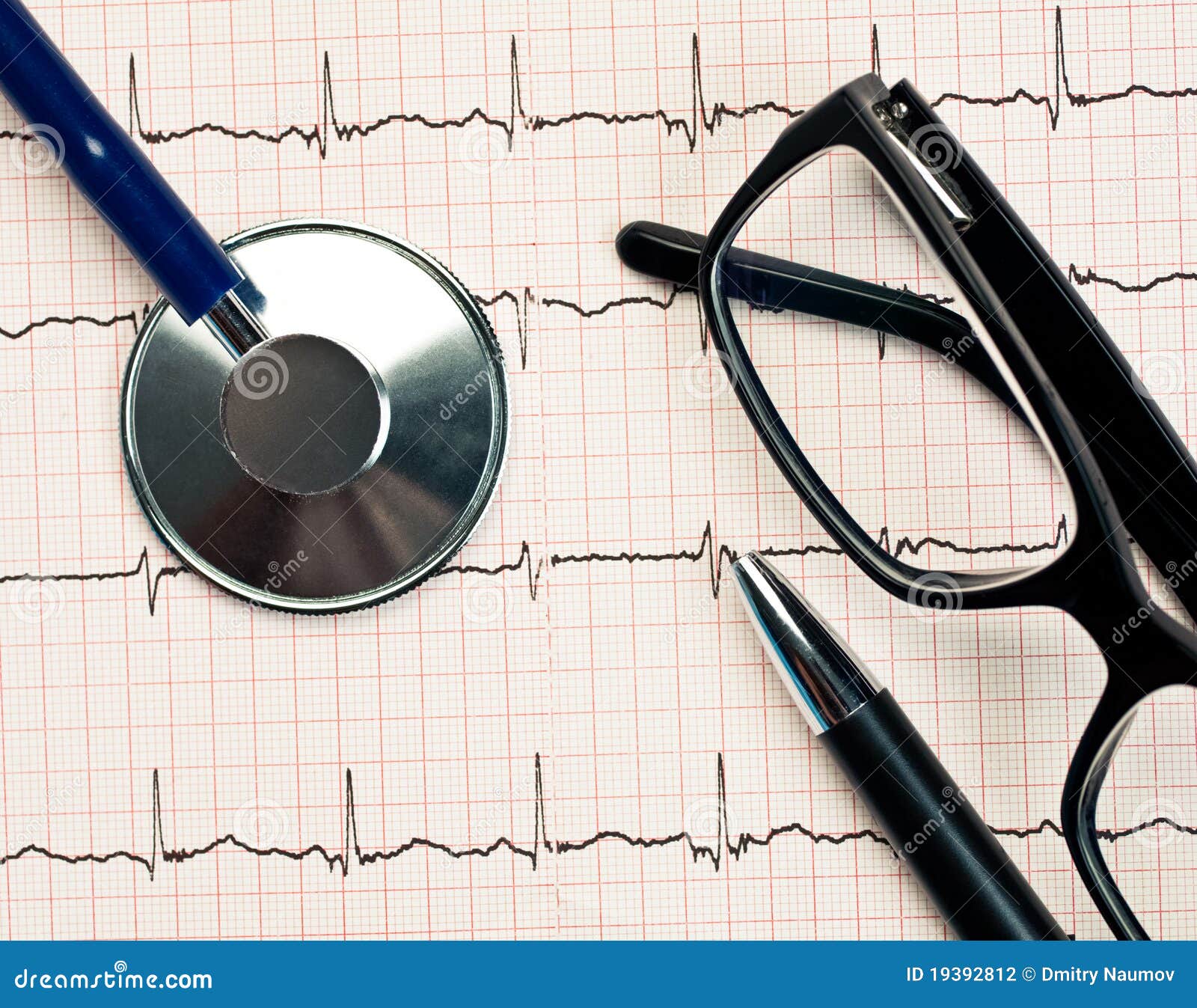 Stethoscope on EKG stock photo. Image of glasses, doctor 19392812