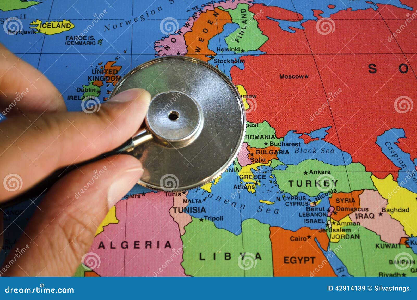 Stethoscope on Europe stock image. Image of pulse, listening 42814139