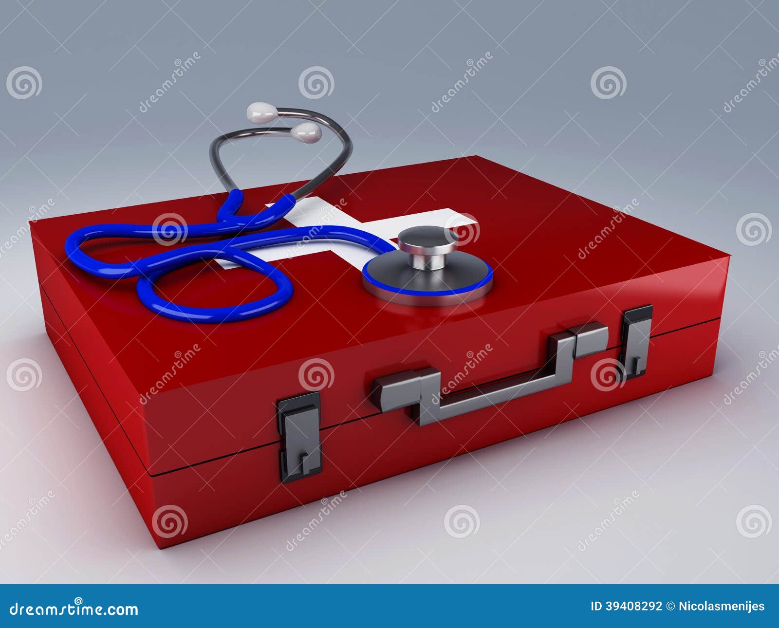 Stethoscope and First Aid Kit Stock Illustration Illustration of assistance, background 39408292