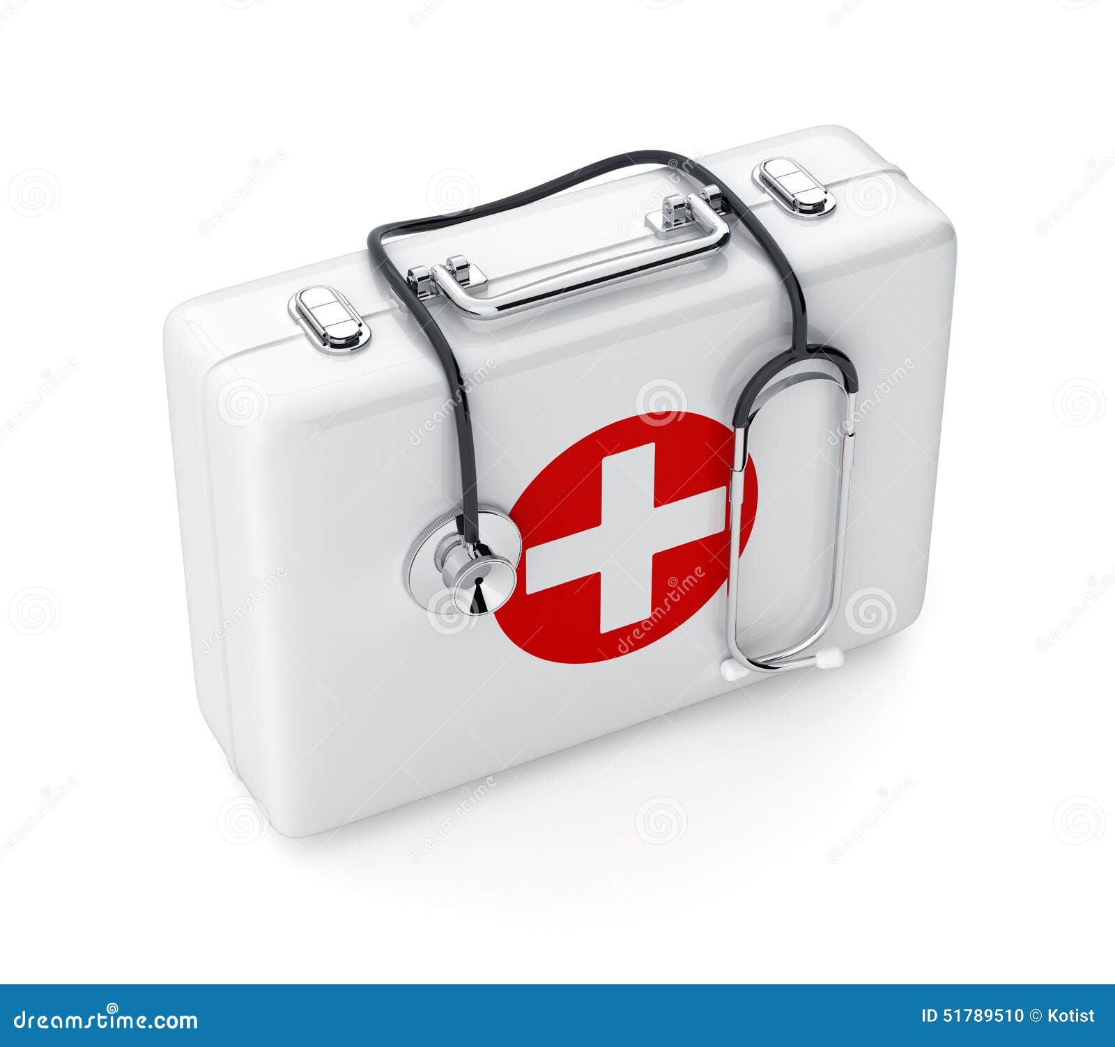 Stethoscope and First Aid Kit Isolated on White Background Stock Illustration Illustration of