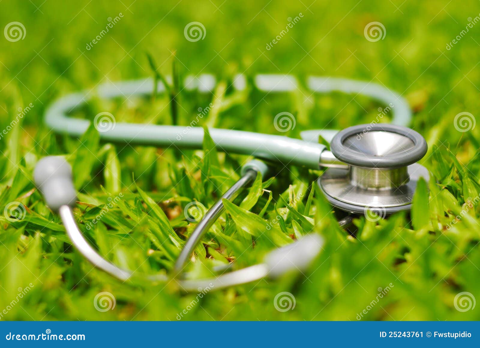 Stethoscope on green grass stock image. Image of doctor 25243761