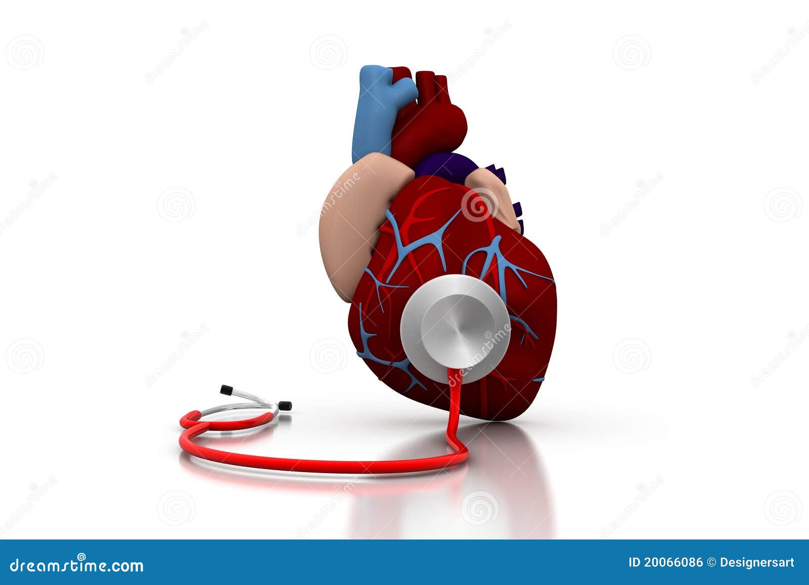 Stethoscope on a heart stock illustration. Illustration of medicine
