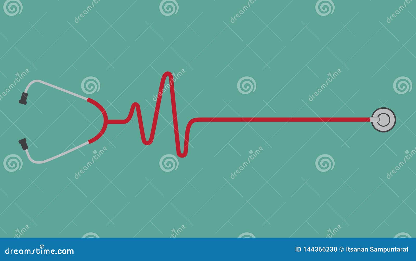 Stethoscope with a Heart Beat Pulse Concept Stock Vector Illustration