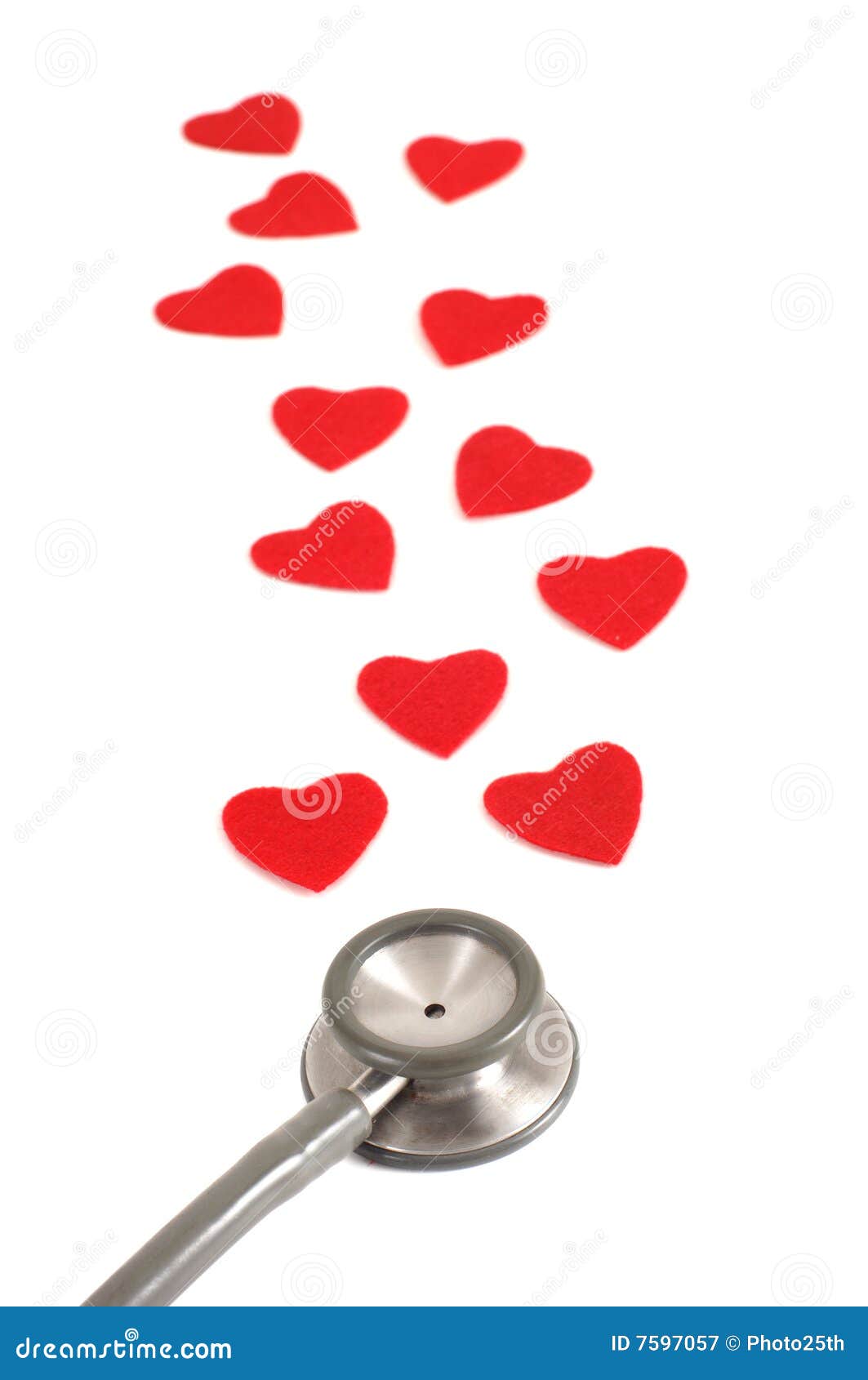 Stethoscope with hearts stock image. Image of clinical 7597057