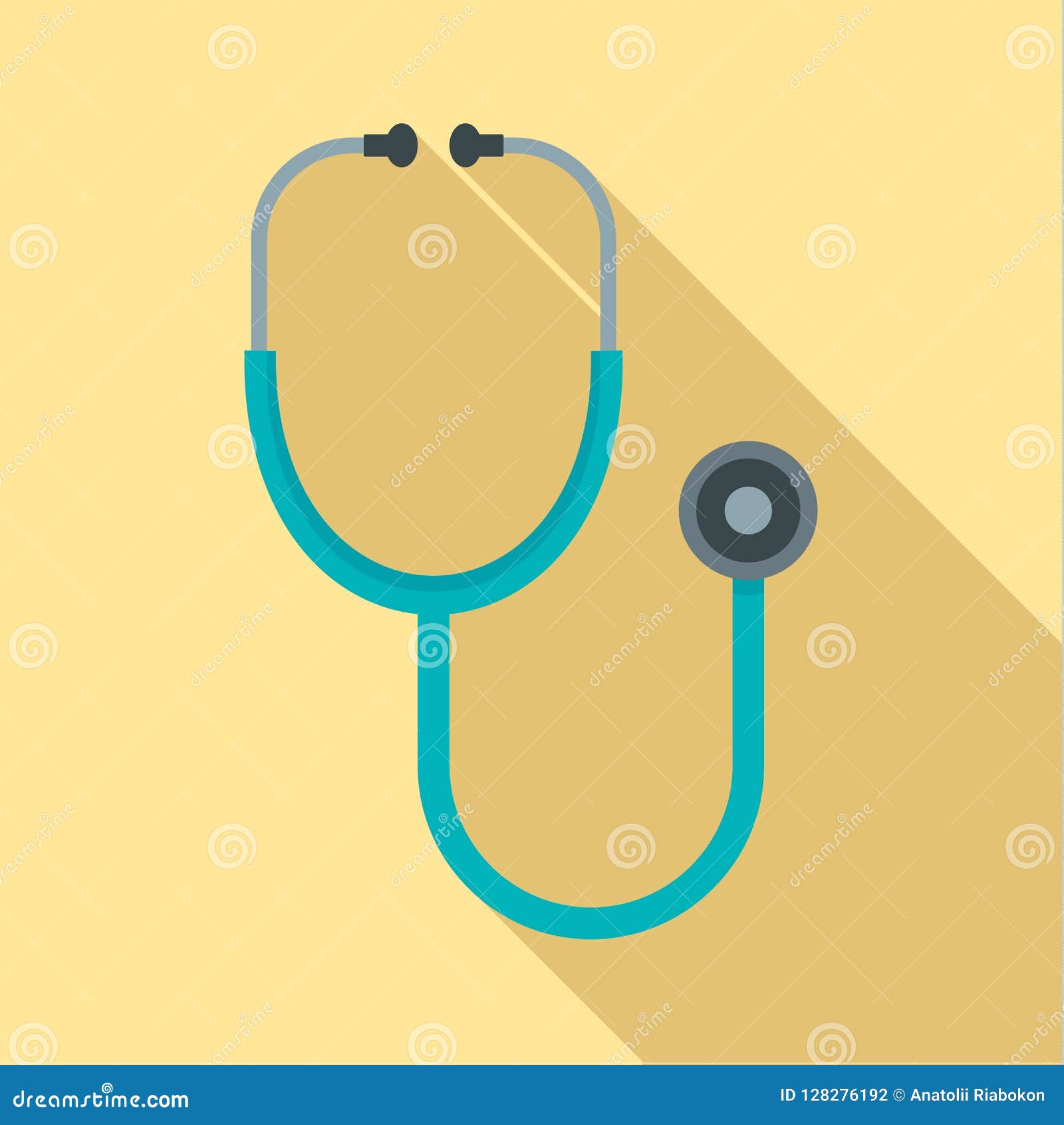 Stethoscope Icon, Flat Style Stock Vector Illustration of diagnosis