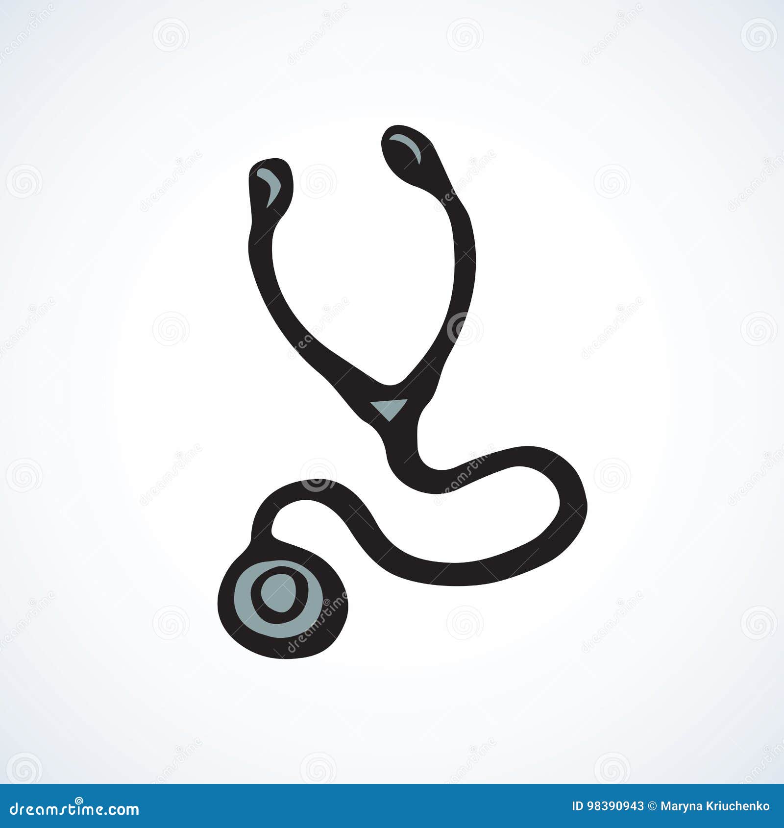 Black And White Stethoscope Stock Illustration - Download Image