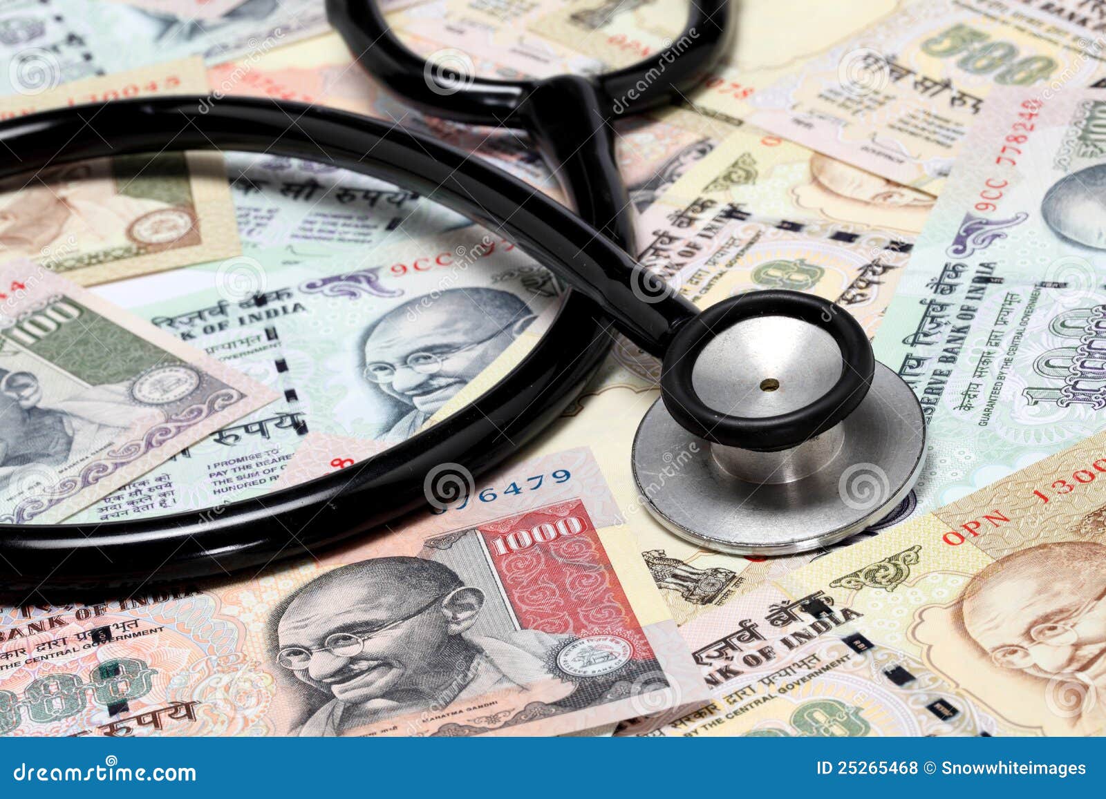 Stethoscope on Indian Rupee Notes Stock Photo Image of indian, health