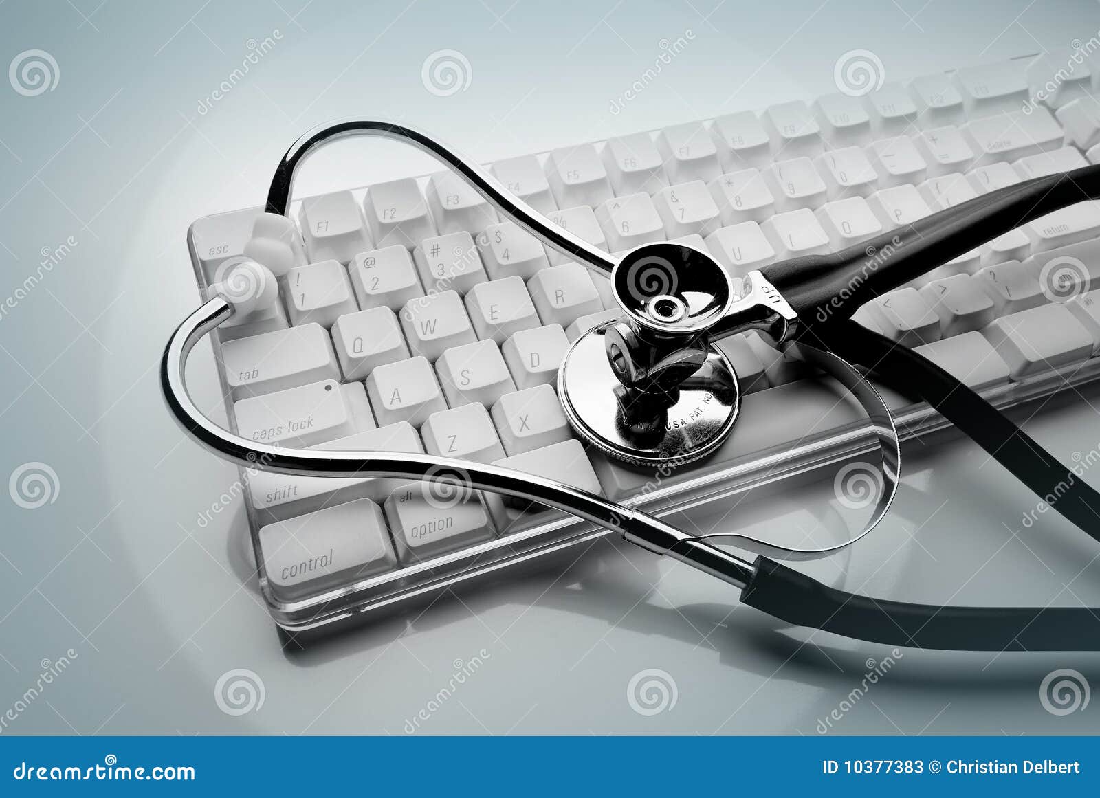 Stethoscope on keyboard stock image. Image of technology 10377383