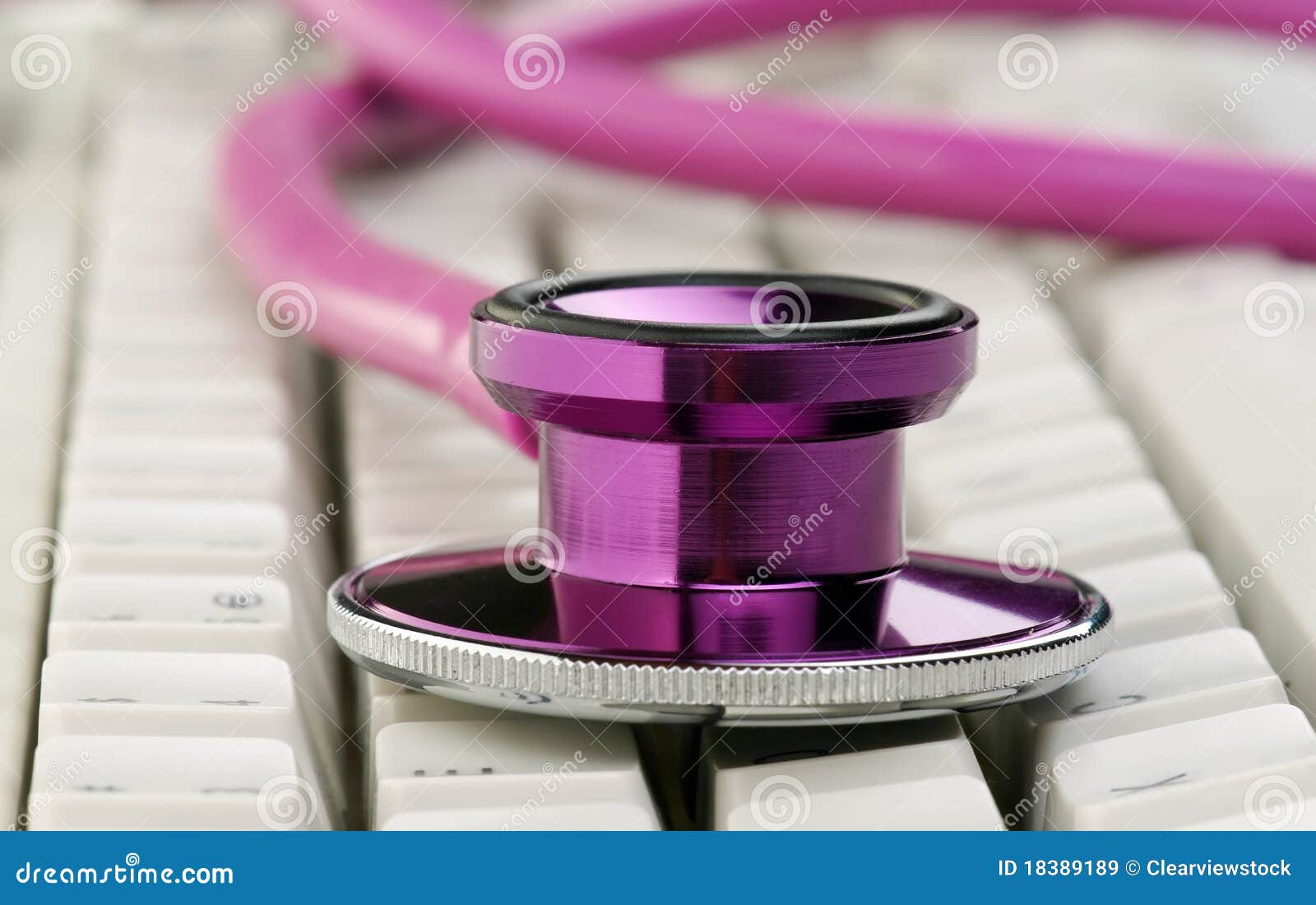 Stethoscope on keyboard stock image. Image of peripheral 18389189