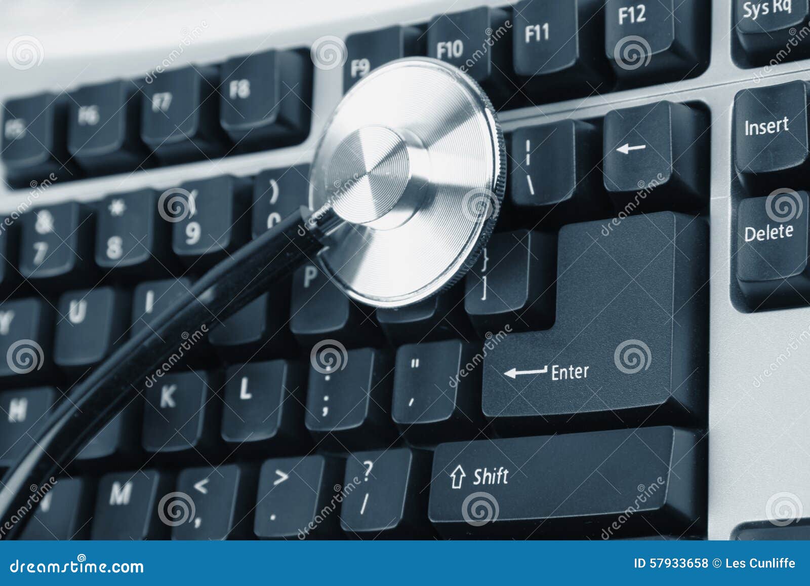 Stethoscope on keyboard stock photo. Image of assistance 57933658