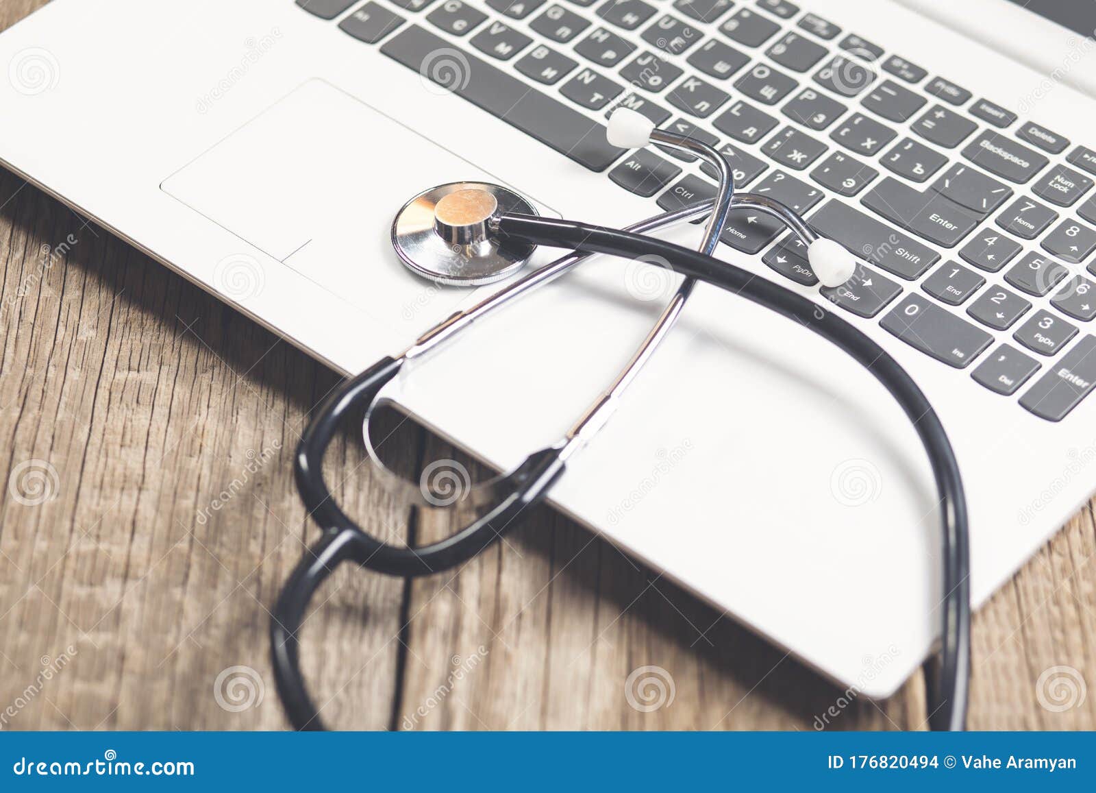 Stethoscope on the Keyboard Stock Photo Image of information