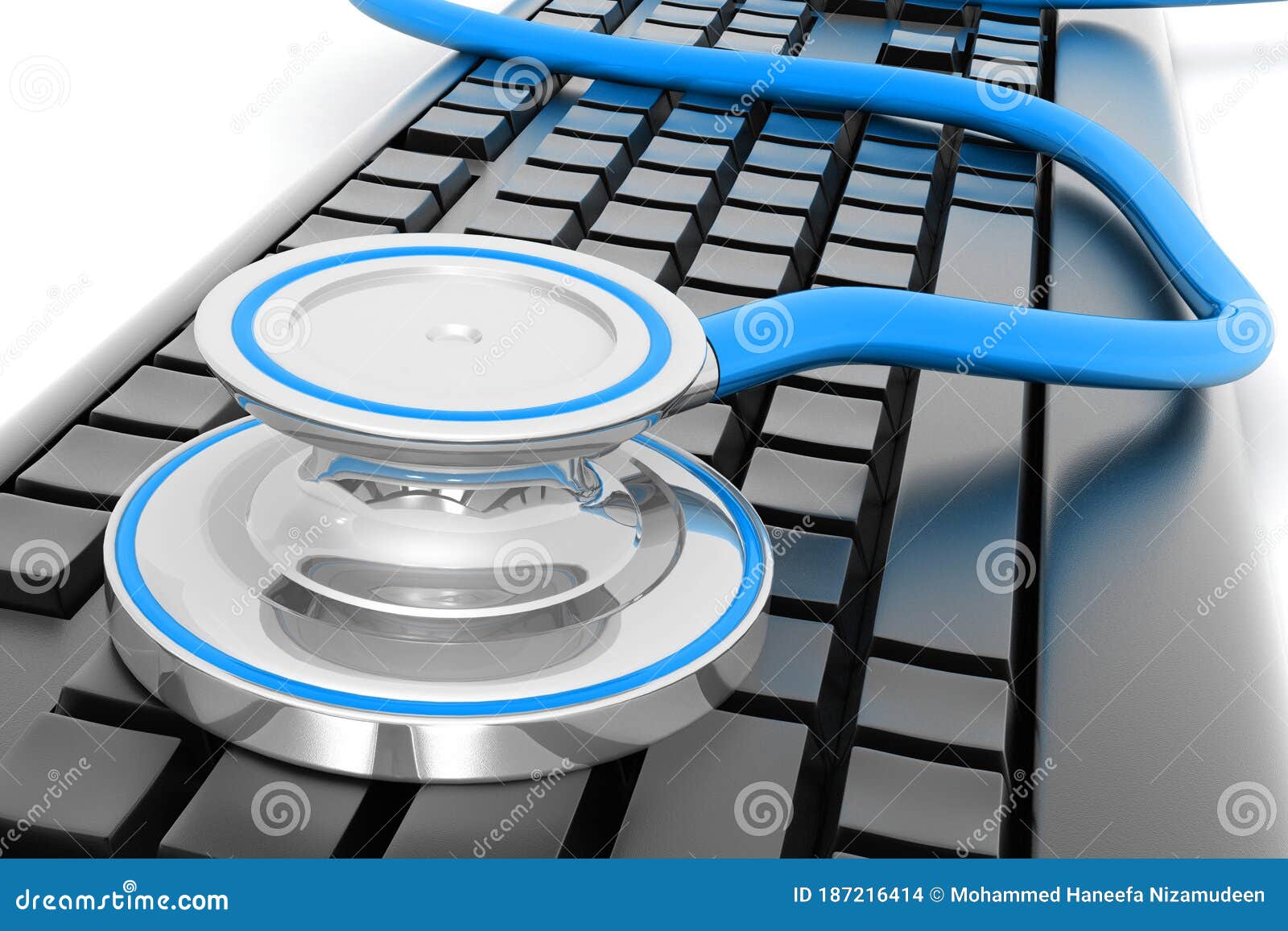 Stethoscope on keyboard stock illustration. Illustration of information