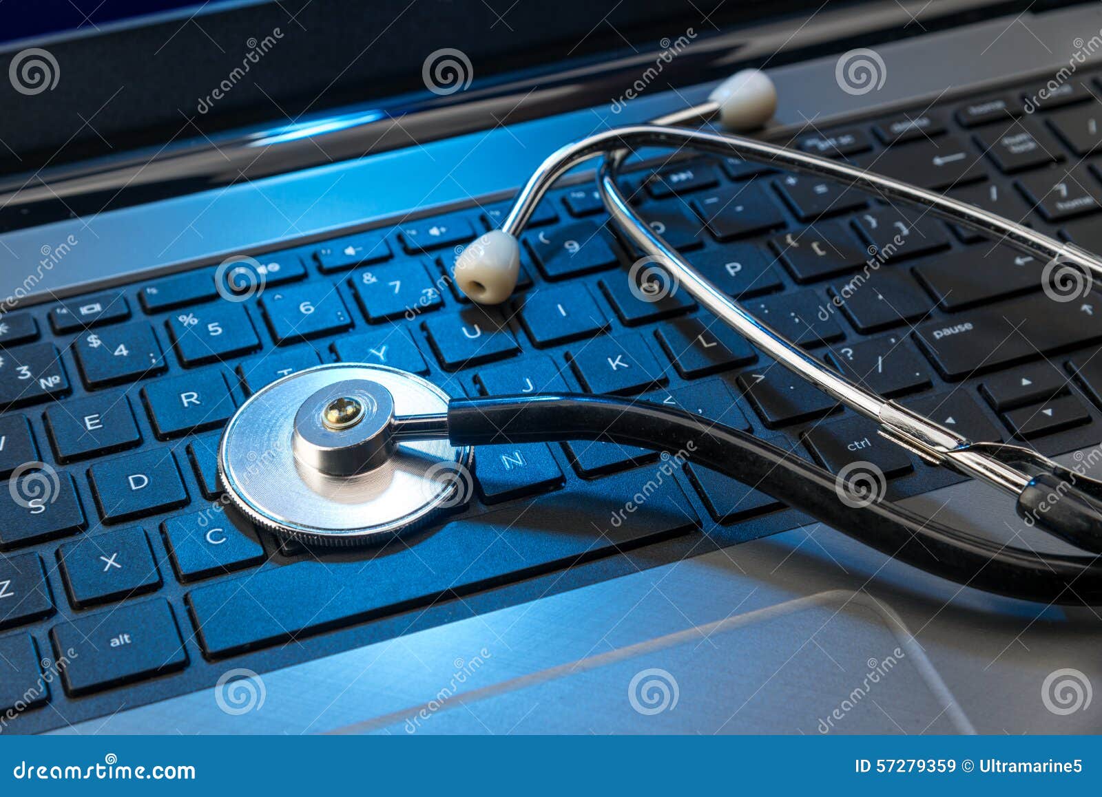 Stethoscope on Laptop Keyboard Stock Image Image of firewall