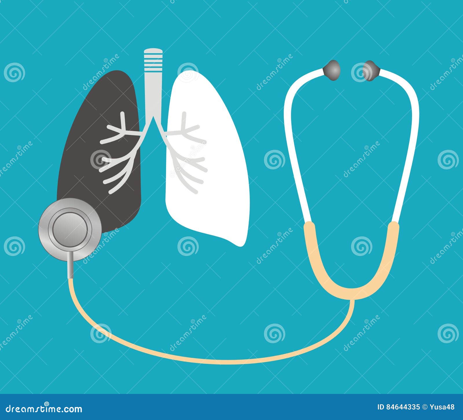 A Stethoscope Listens To the Lungs Stock Vector Illustration of