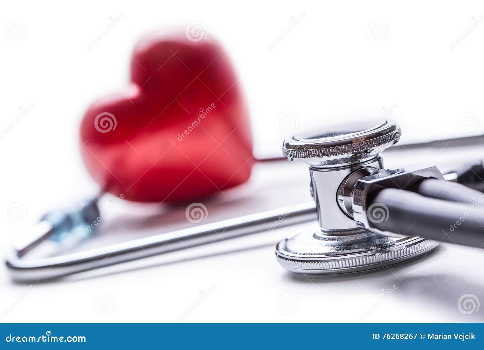 stethoscope. medical tool stethoscop with pills and red heart
