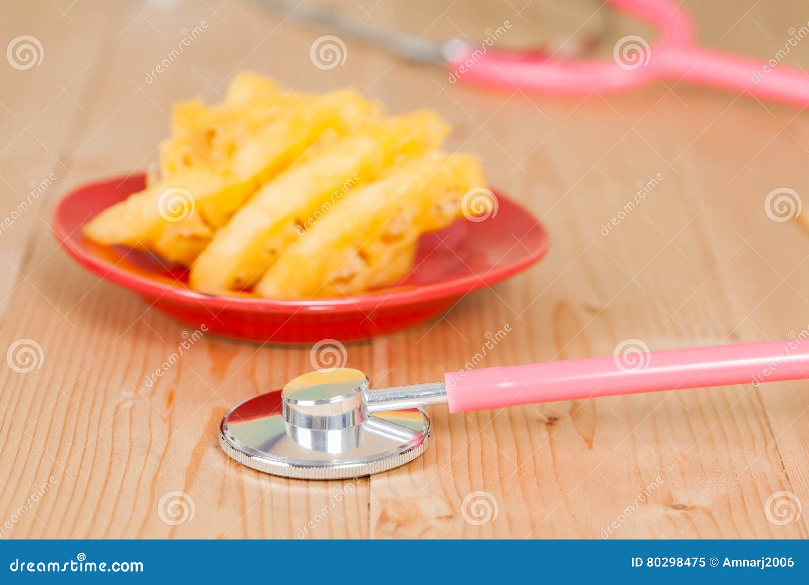 Stethoscope With Pineapple In Plate Stock Image Image Of Sweet