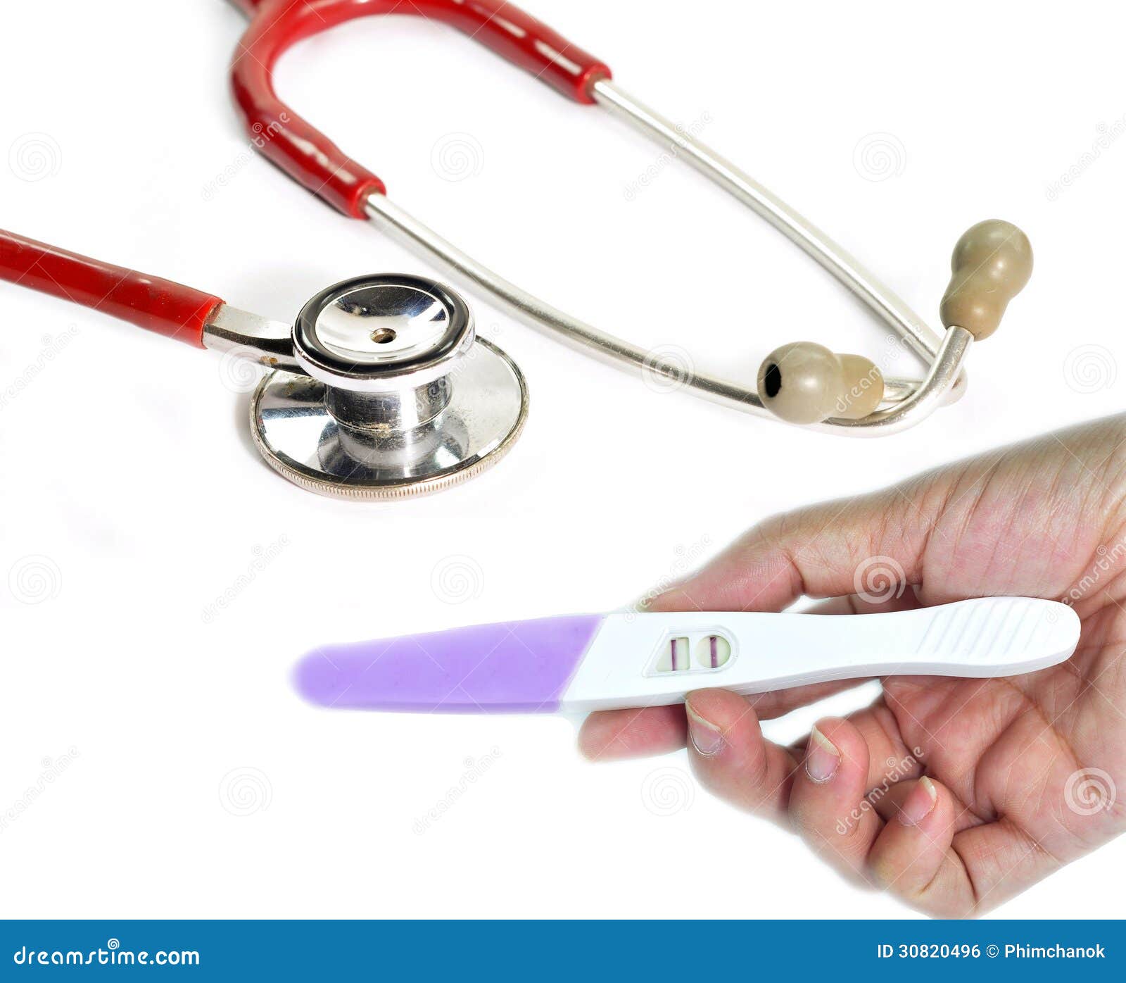 Stethoscope and Pregnancy Test Stock Photo Image of white, female