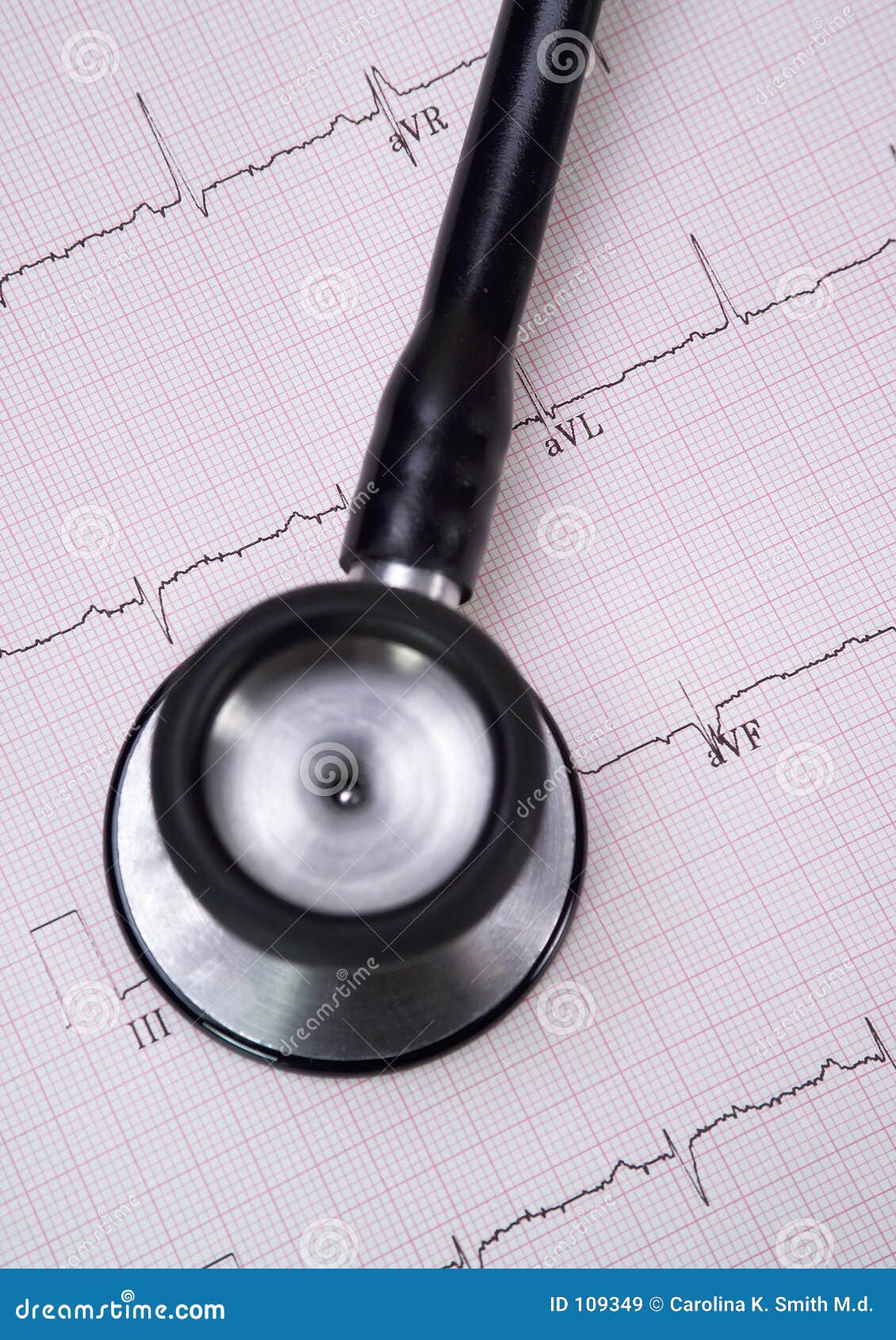 Stethoscope and Real EKG 2 stock image. Image of auscultation 109349