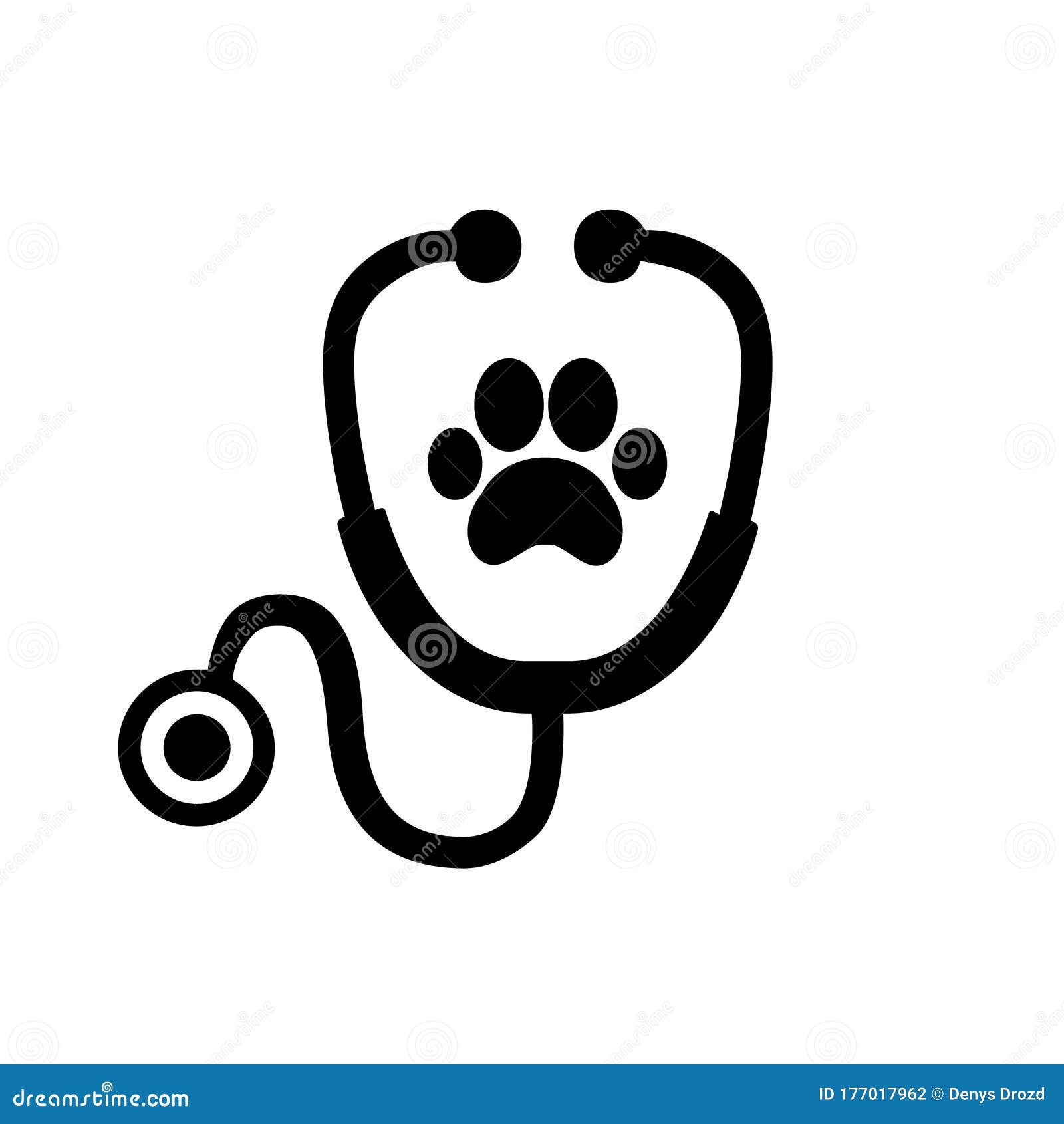 Stethoscope Silhouette with Animal Paw Print Symbol. Veterinary Medicine  Logo, Isolated Vector Illustration Stock Vector - Illustration of report,  logo: 177017962