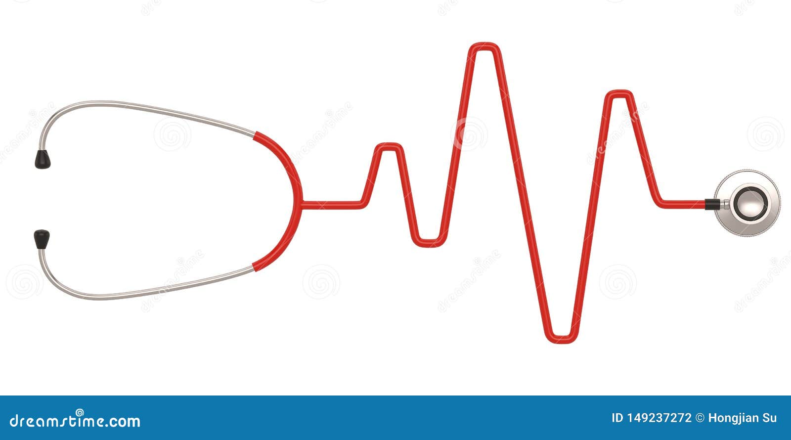 Download Stethoscope And A Silhouette Of The Heart And Ecg. 3D ...