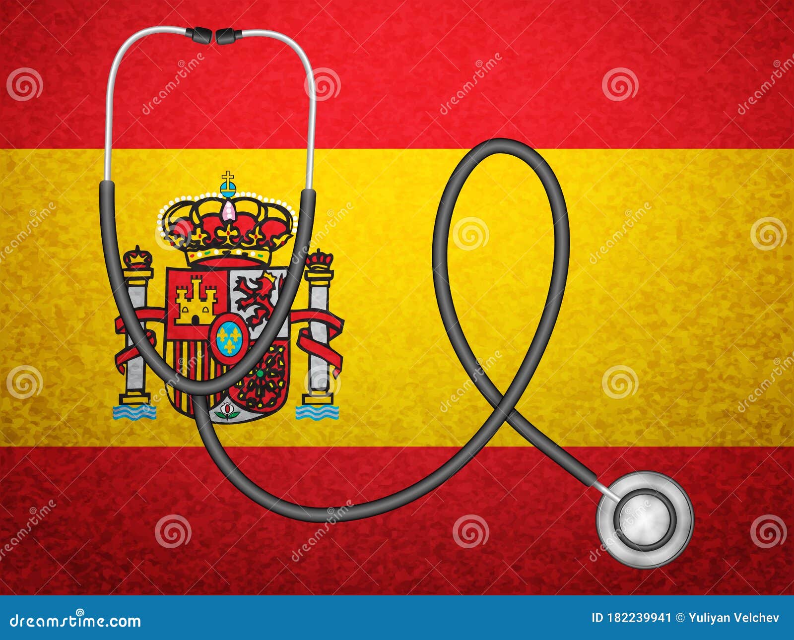 Stethoscope on Spain flag stock vector. Illustration of cardiology