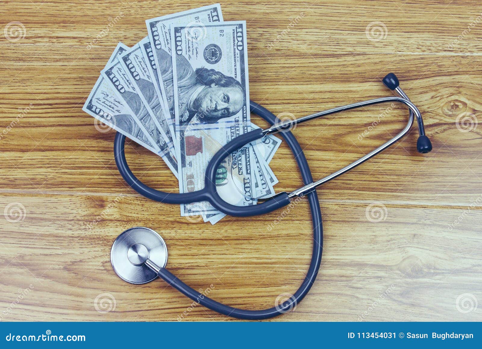 Stethoscope on a Stack of Money Stock Image Image of company