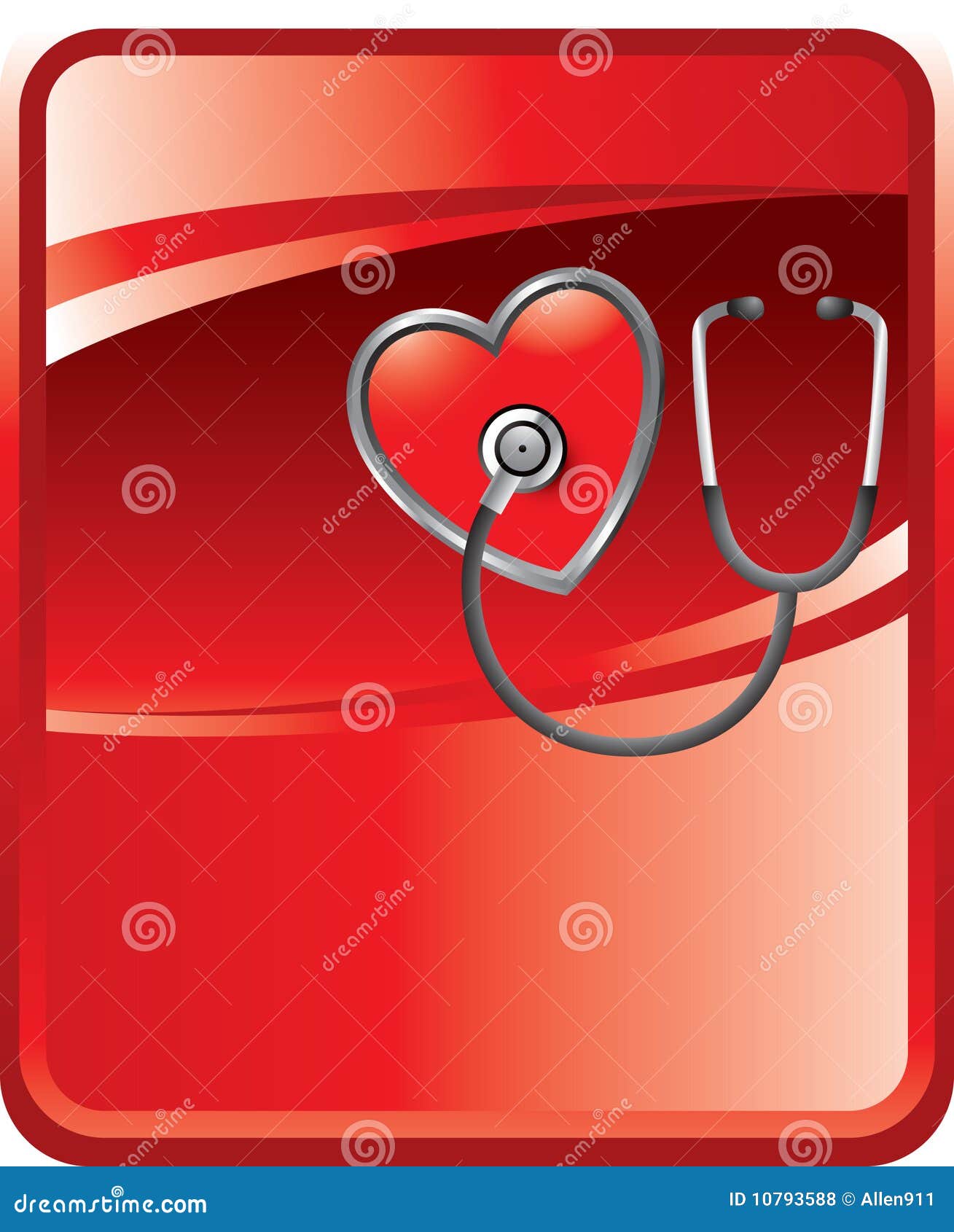 Stethoskop auf Innerem auf rotem Hintergrund