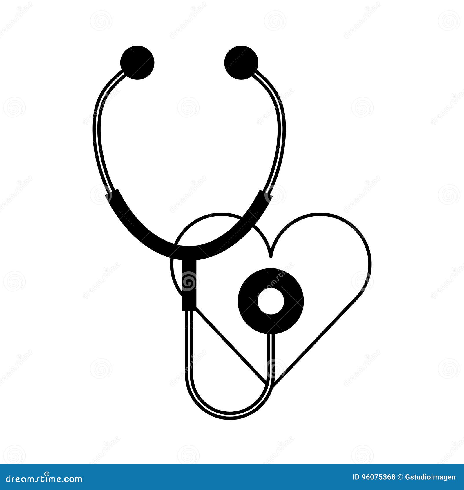 Strumento Per Sentire Il Cuore Stetoscopio Medico Con Cuore Illustrazione Vettoriale - Illustrazione