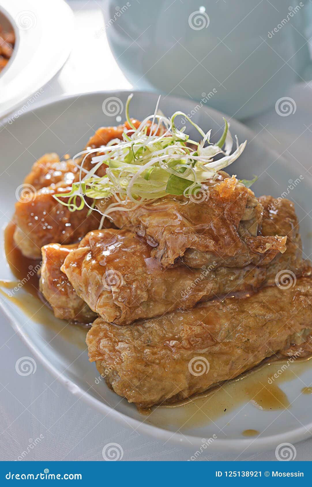 Stew fried bean curd roll stock image. Image of platter 125138921