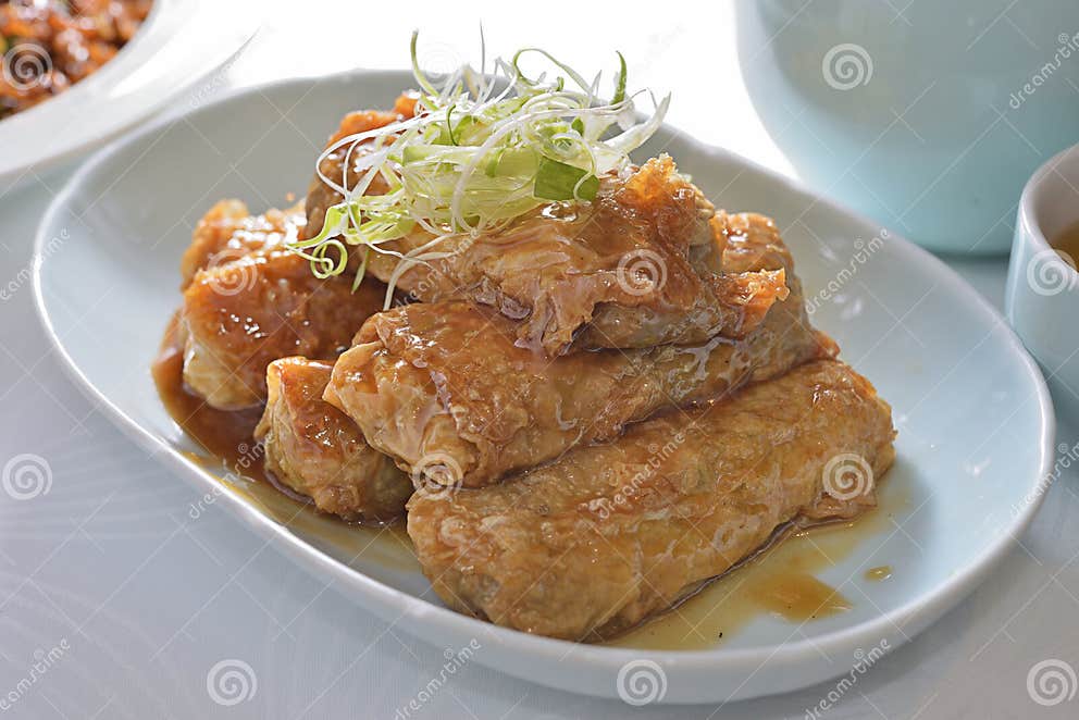 Stew fried bean curd roll stock image. Image of vegetable 125138927