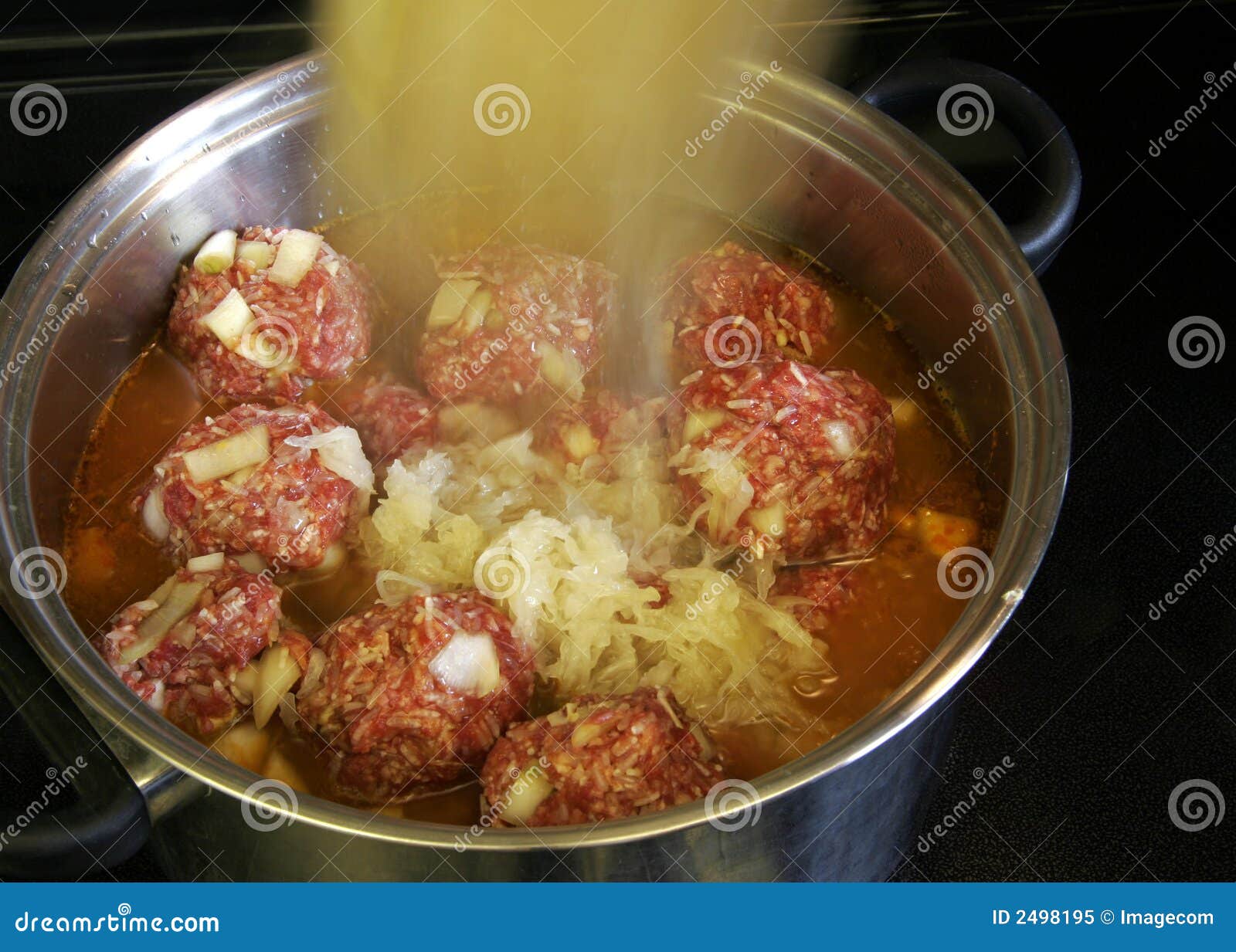 Stew meat cooking in pot stock image. Image of onion, meat 2498195