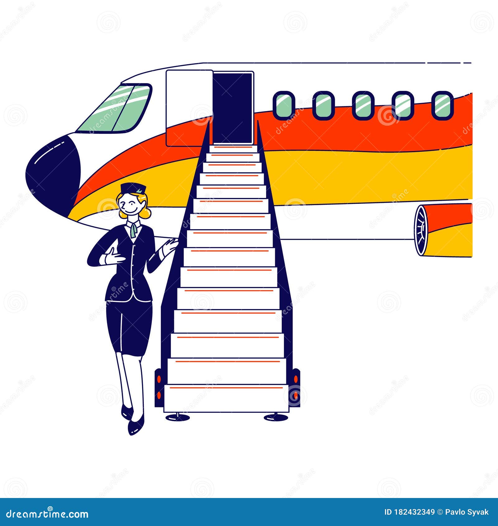 Stay safe while travel stewardess character Vector Image