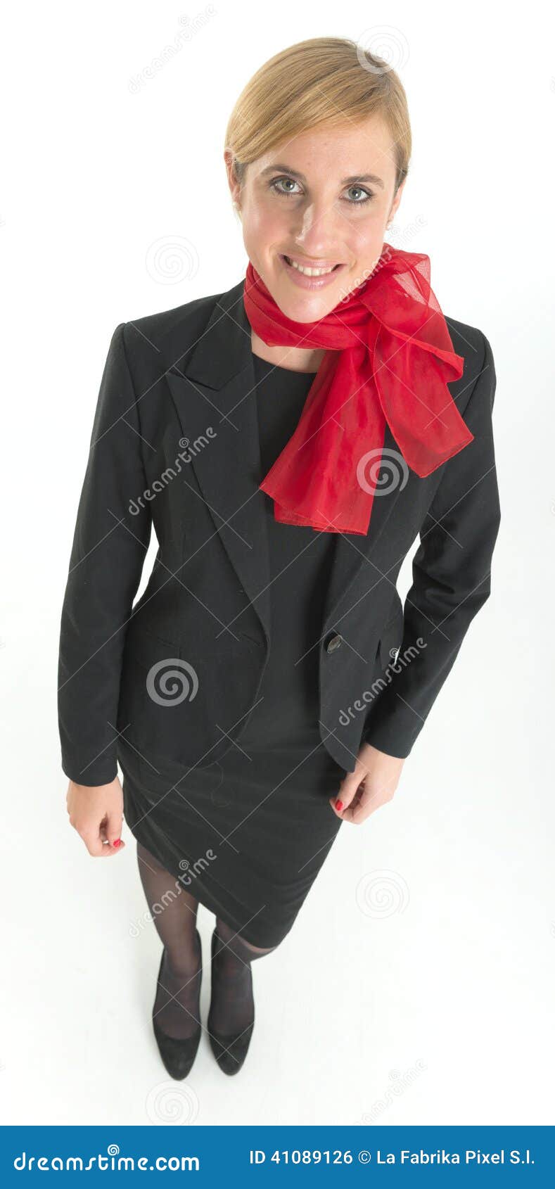 Stewardess in Zwarte Kleding Stock Foto - Image of elegant, jong: 41089126