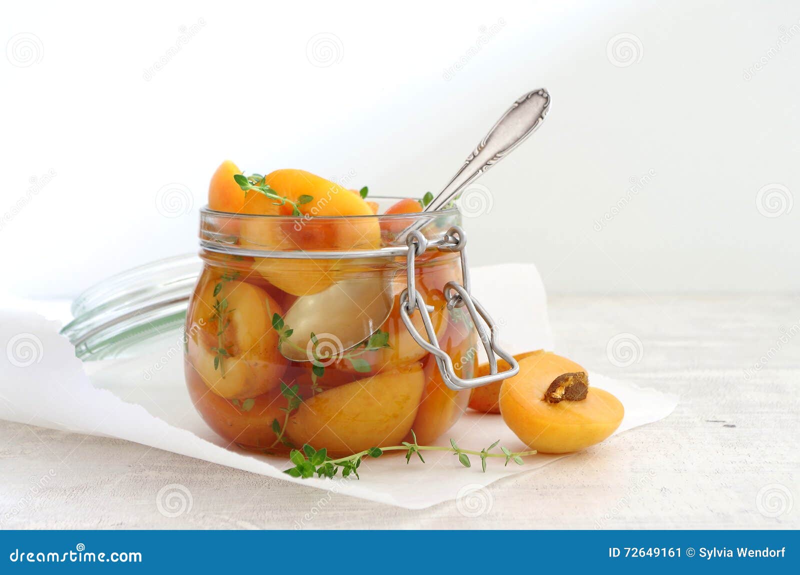 Stewed Apricots Wiht Thyme in a Jar Stock Image Image of fruit