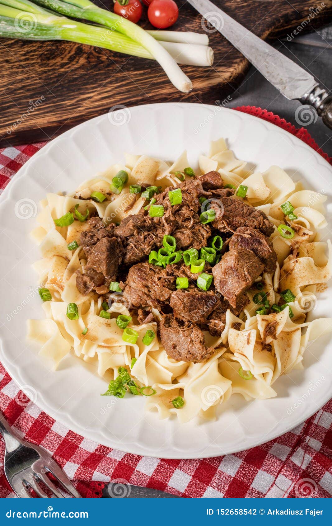 Stewed Beef with Tagliatelle Pasta Stock Photo - Image of meal, pasta ...