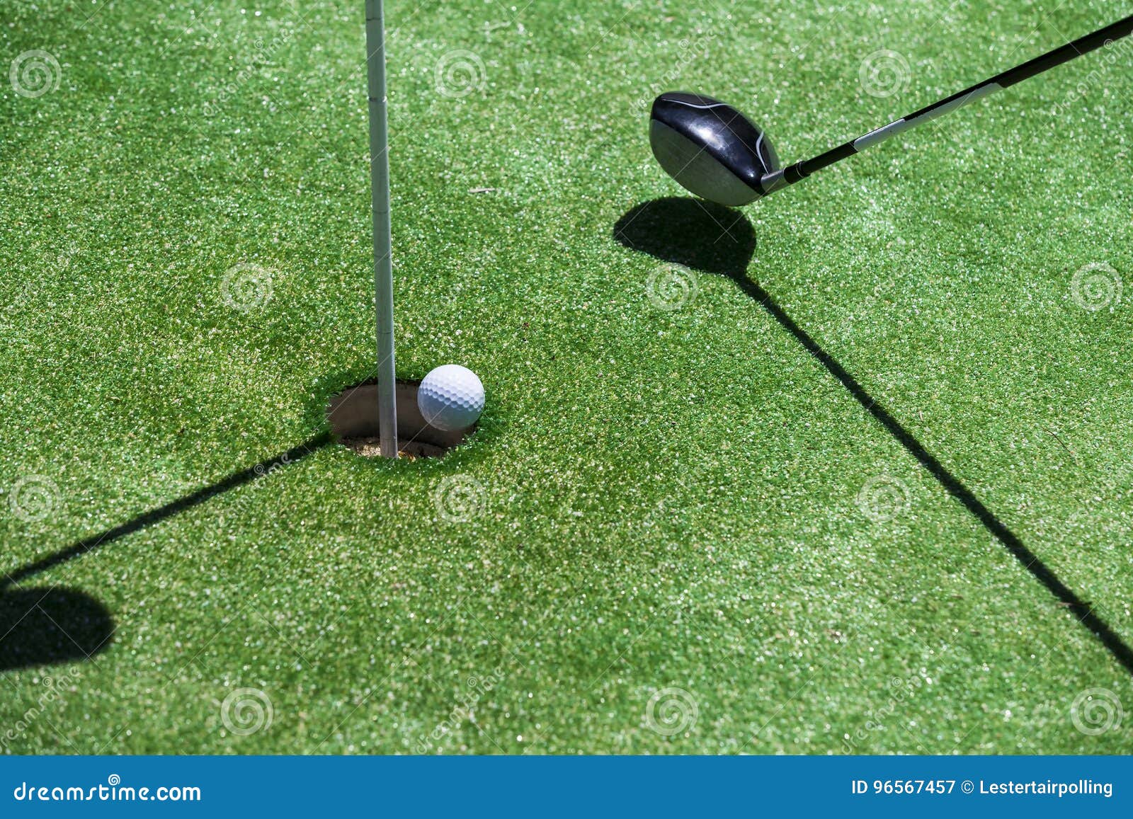 Stick with a Ball on an Artificial Golf Stock Image Image of lawn