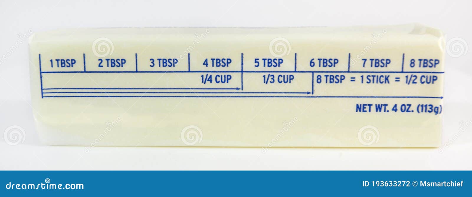 Stick of Butter with Measurement Markings Stock Photo - Image of  ingredient, agriculture: 193633272