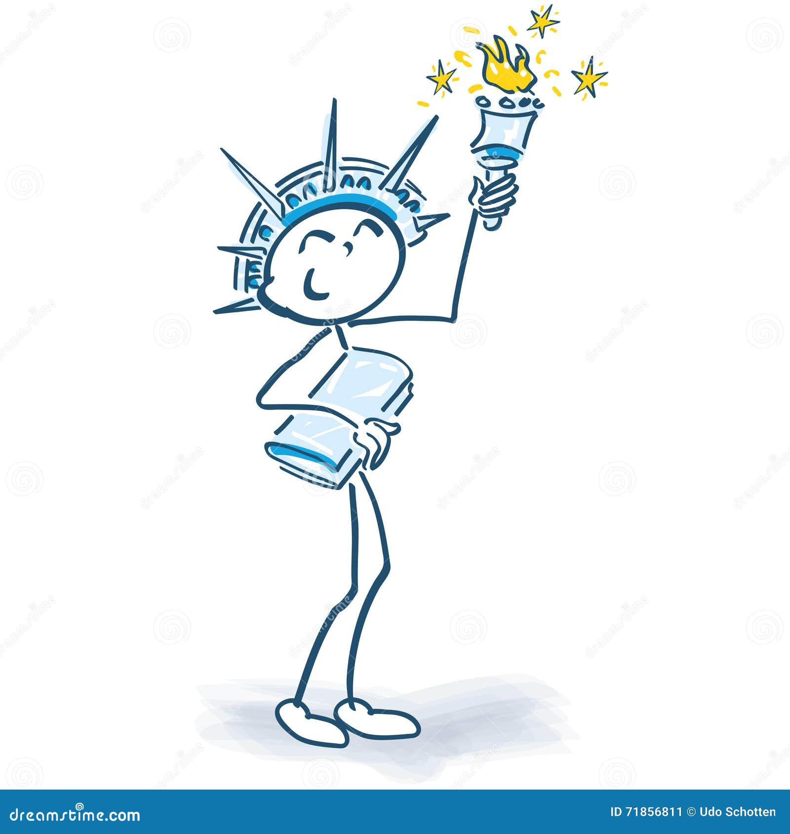 Stick Figure As a Statue of Liberty Stock Vector Illustration of