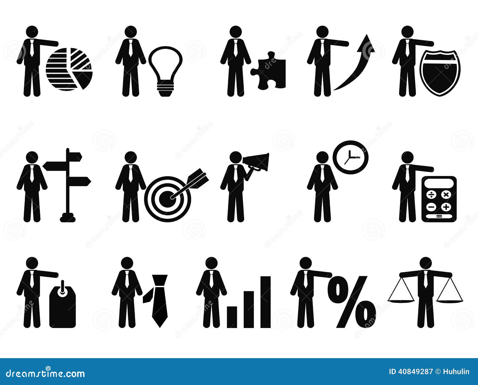 stick figure with business icons stock vector illustration of