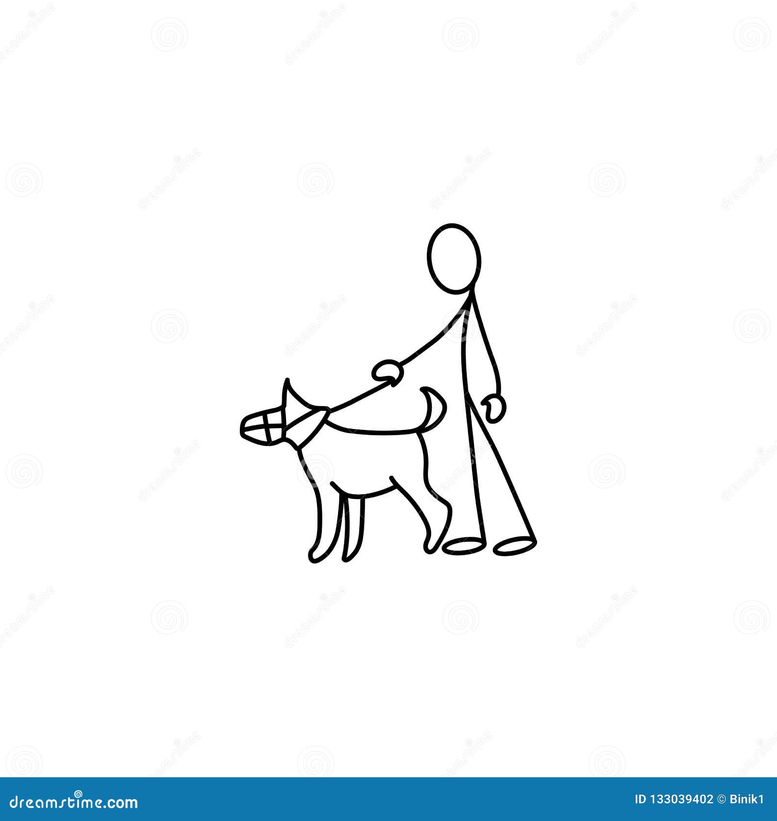 Stick Figure Man with a Dog Stock Vector Illustration of hand