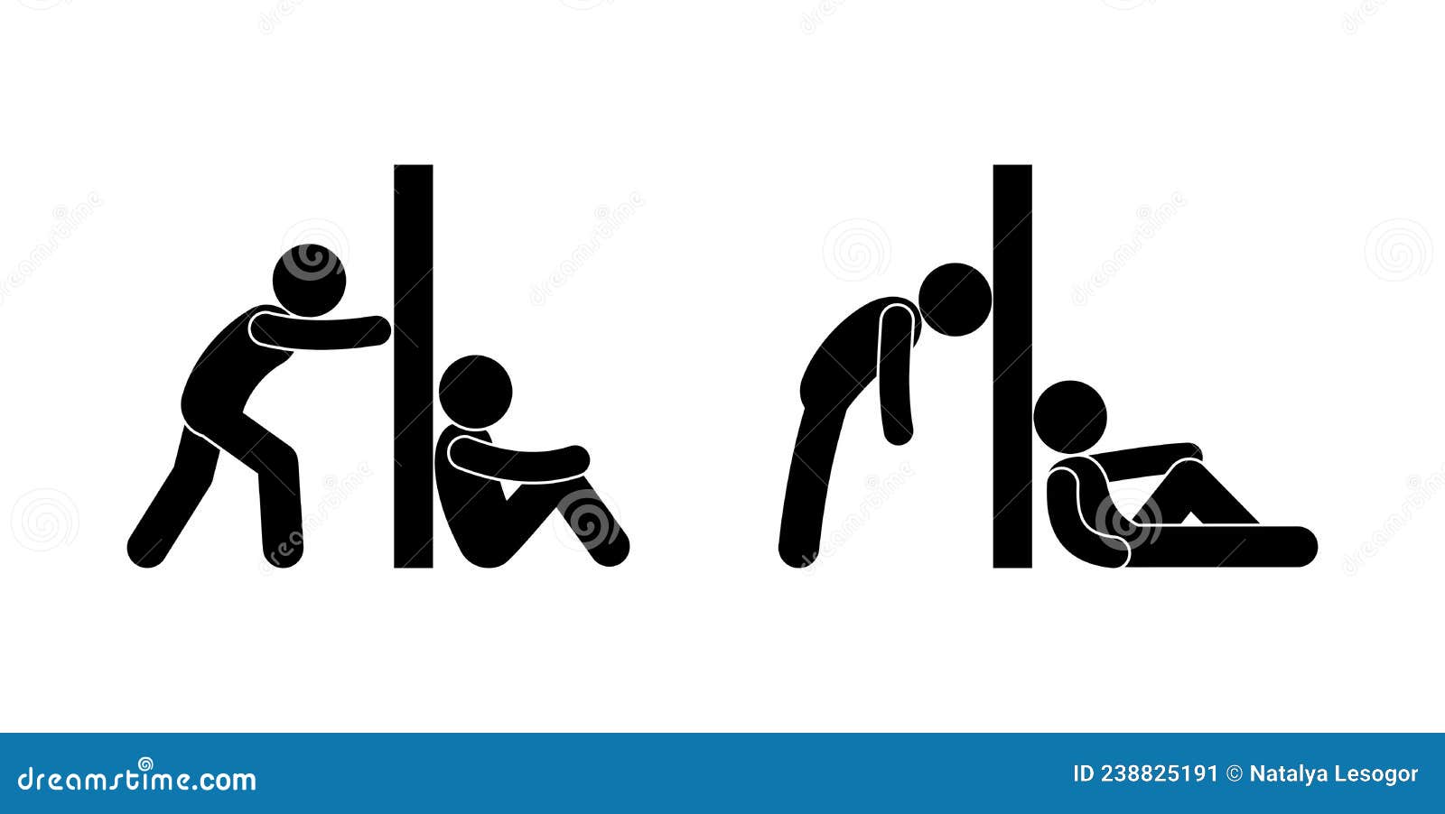 stick figure man pushes the wall, overcoming obstacles, high fence, restriction of freedom