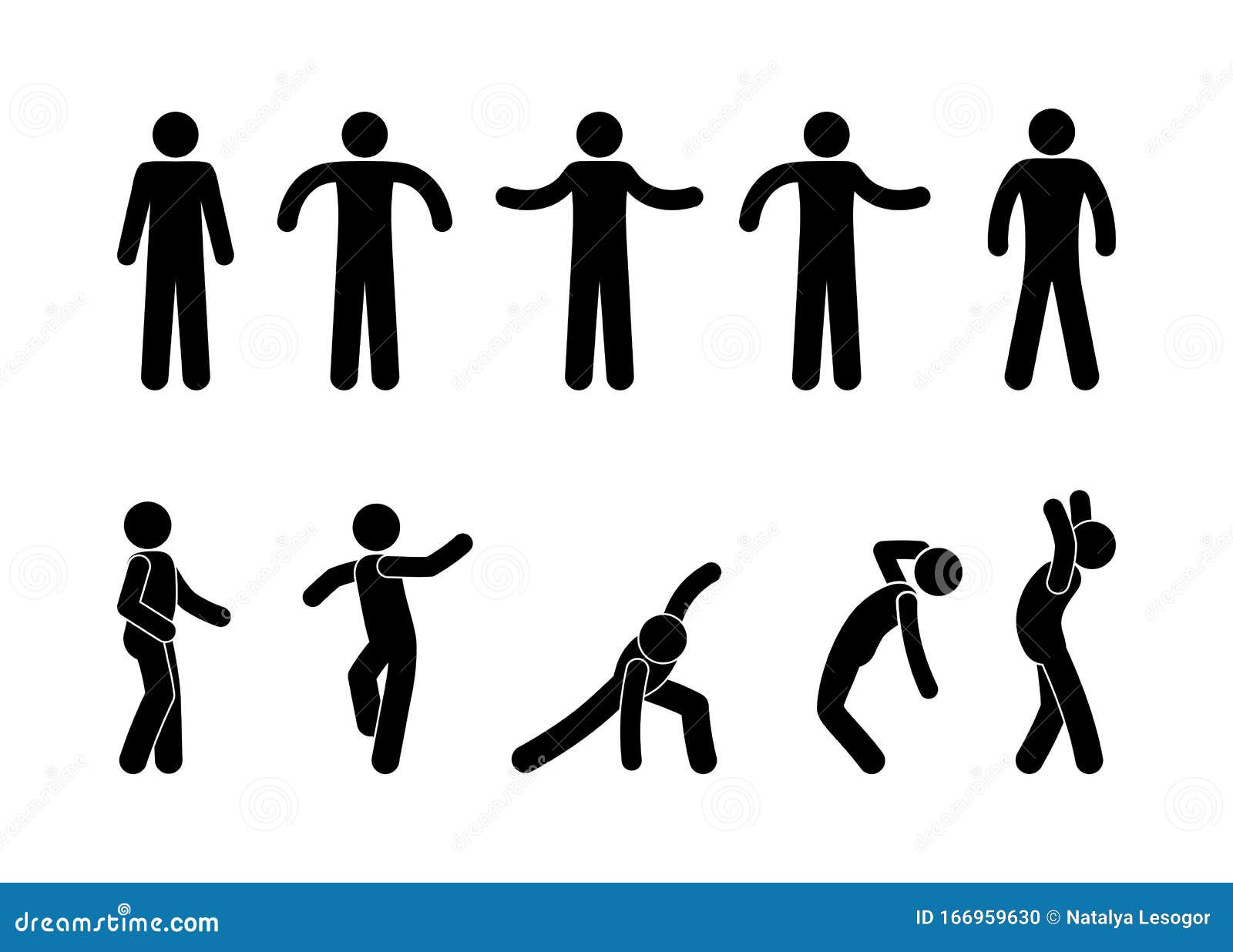 stick family of 5 clipart cutout