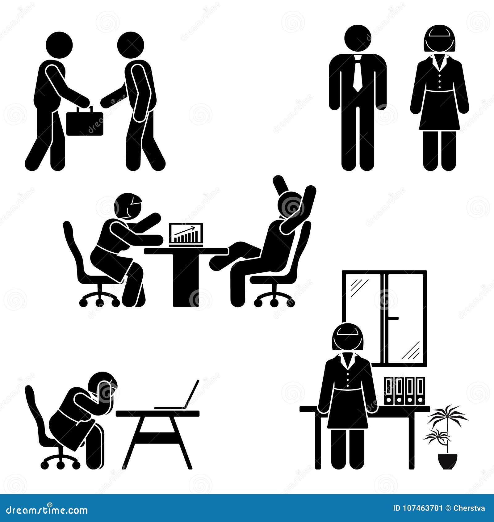 Stick Figure Office Poses Set. Business Finance Workplace Support ...