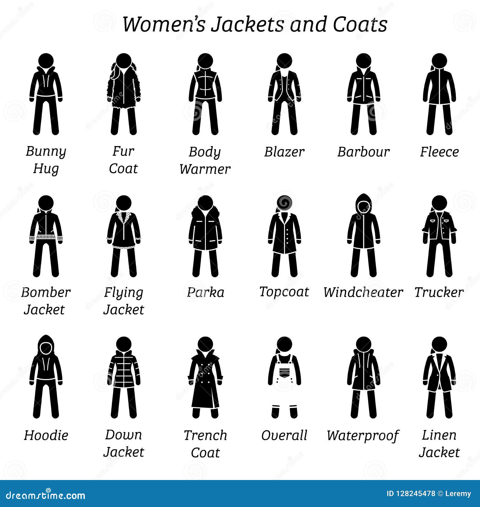 All Women Jackets and Coats Designs. Stock Vector - Illustration of ...