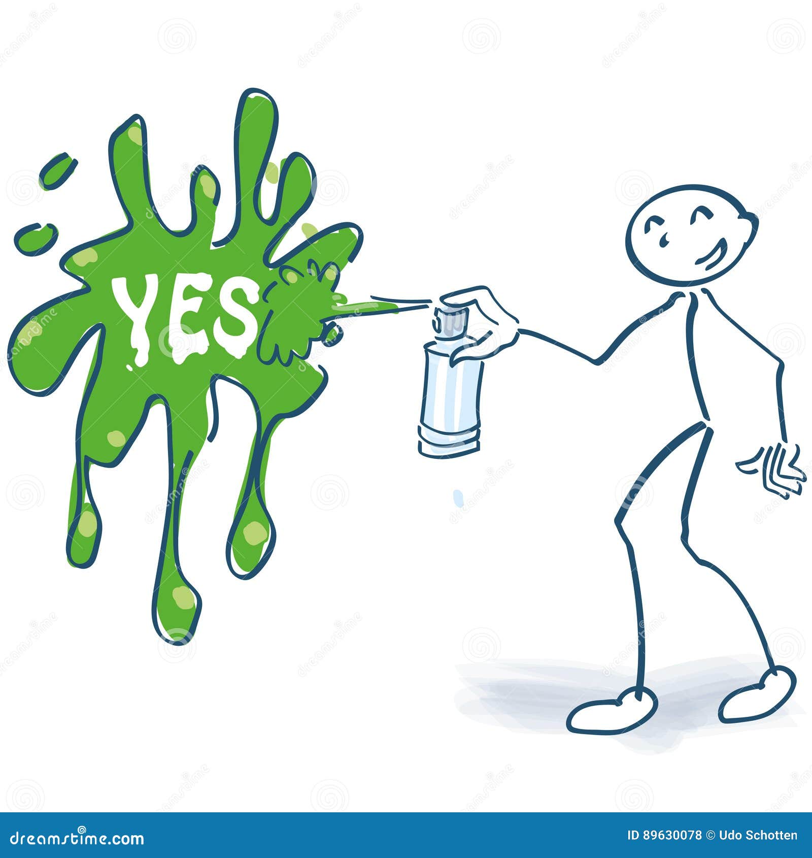 Stick Figure with Spray Can and Yes Stock Vector Illustration of