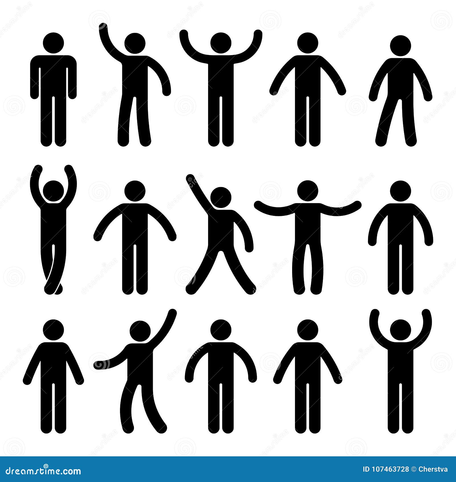 stick figure standing position. posing person icon posture  sign pictogram on white.