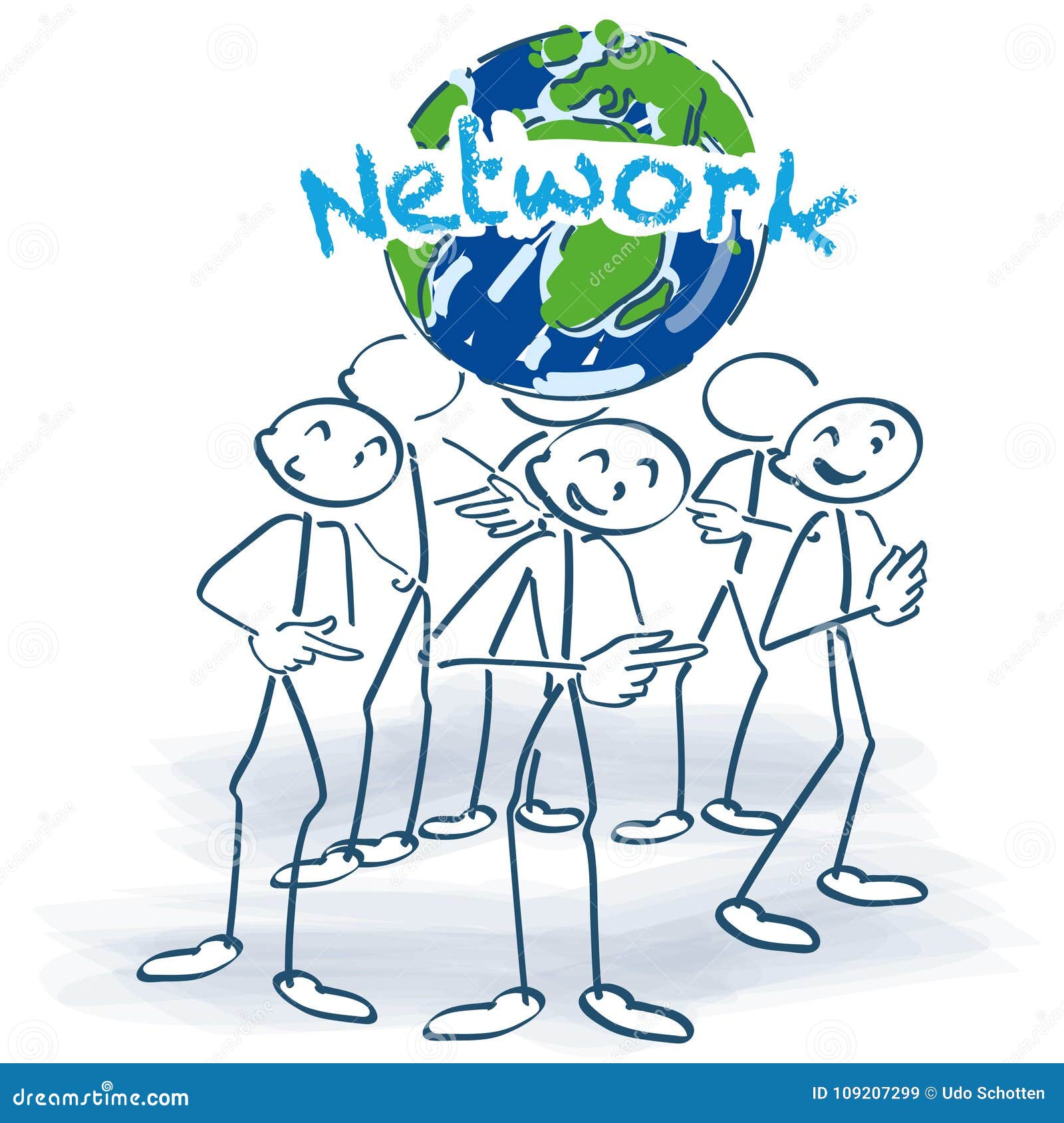 stick figures and network around the world